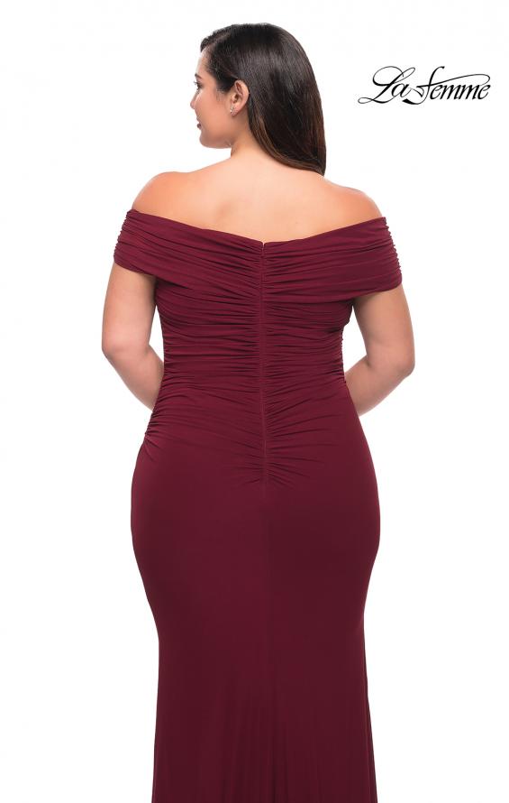 Picture of: Long Net Jersey Plus Dress with Bodice Design in Wine, Style: 29635, Detail Picture 8