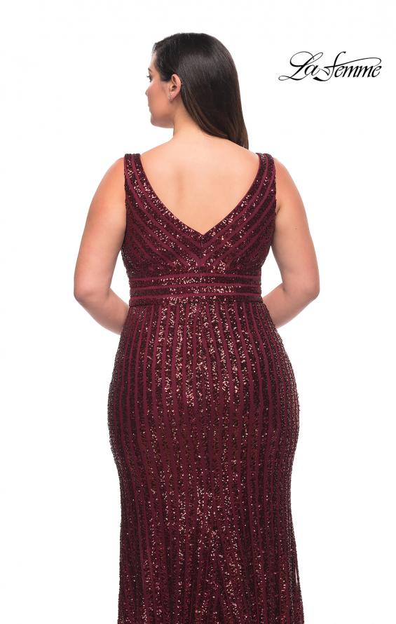 Picture of: Long Sequin Plus Size Dress with Banded Waist in Wine, Style: 30182, Detail Picture 2