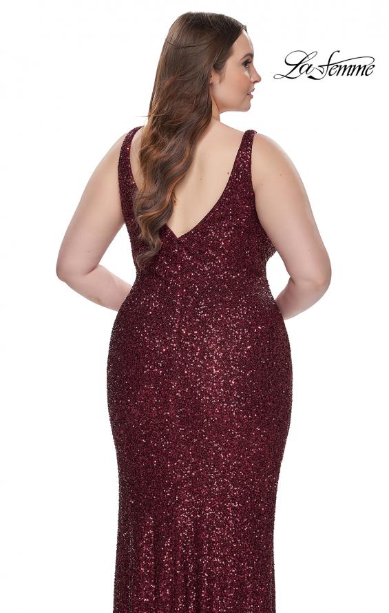 Picture of: Plus Size Prom Dress in Stretch Sequin and Square Neckline in Wine, Style: 31630, Detail Picture 2