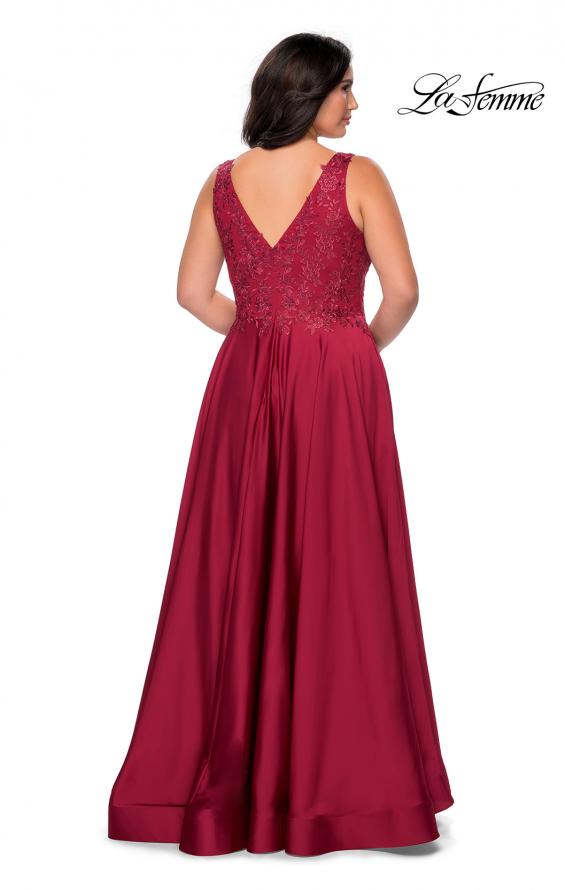 Picture of: A-line Plus Size Dress with Rhinestone Lace Bodice in Wine, Style: 29039, Detail Picture 3