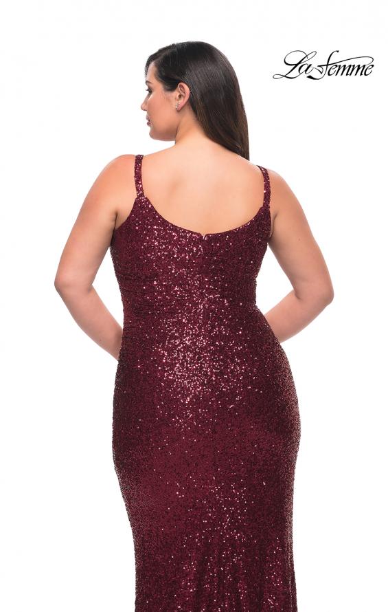 Picture of: V Neck Sequin Plus Size Long Gown in Wine, Style: 29546, Detail Picture 5