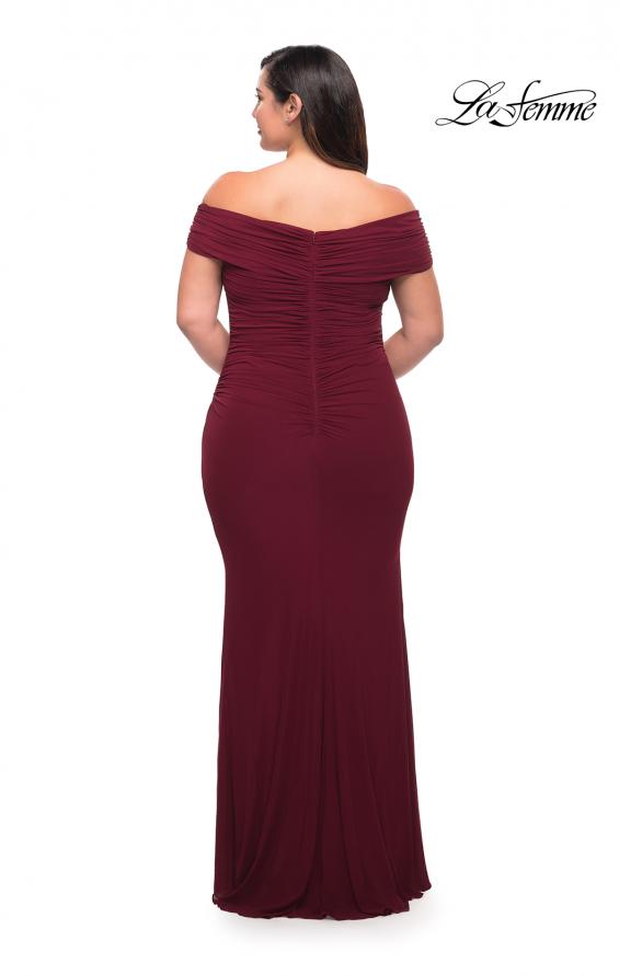 Picture of: Long Net Jersey Plus Dress with Bodice Design in Wine, Style: 29635, Detail Picture 7
