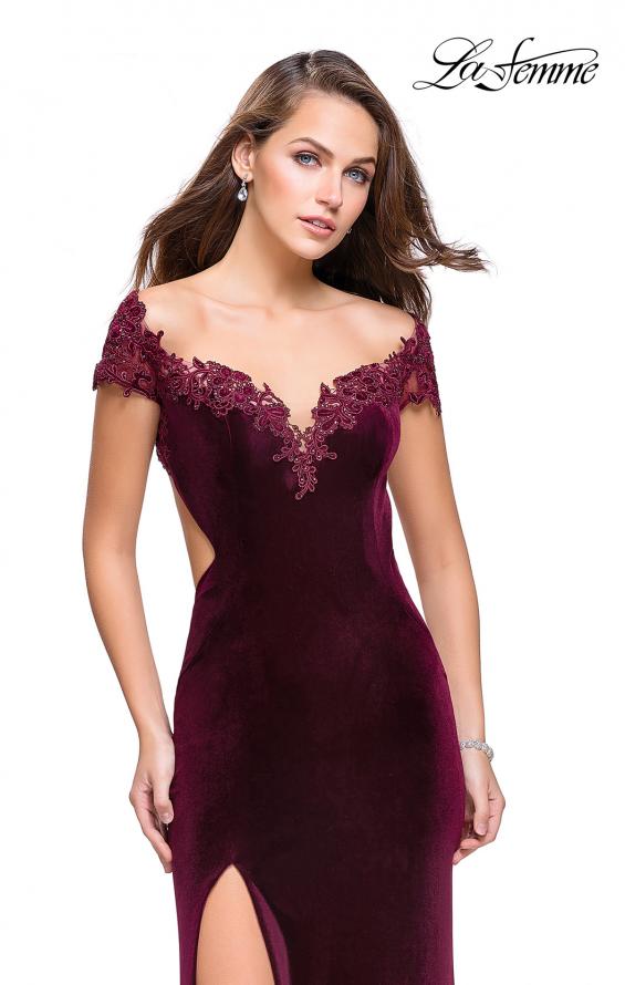 Picture of: Long Off the Shoulder Prom Dress with Beads and Lace in Wine, Style: 25823, Main Picture