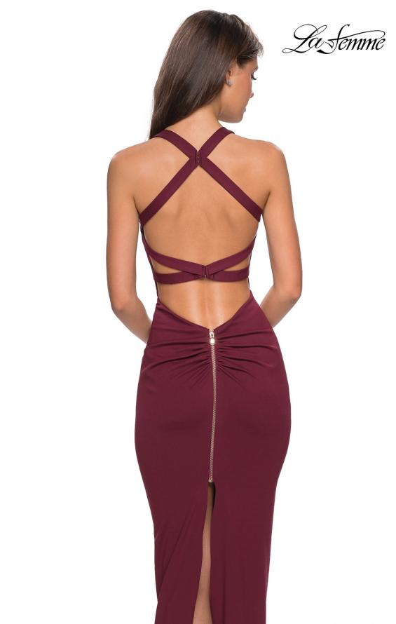 Picture of: Body Forming Dress with Exposed Zipper and Slit in Wine, Style: 27637, Main Picture