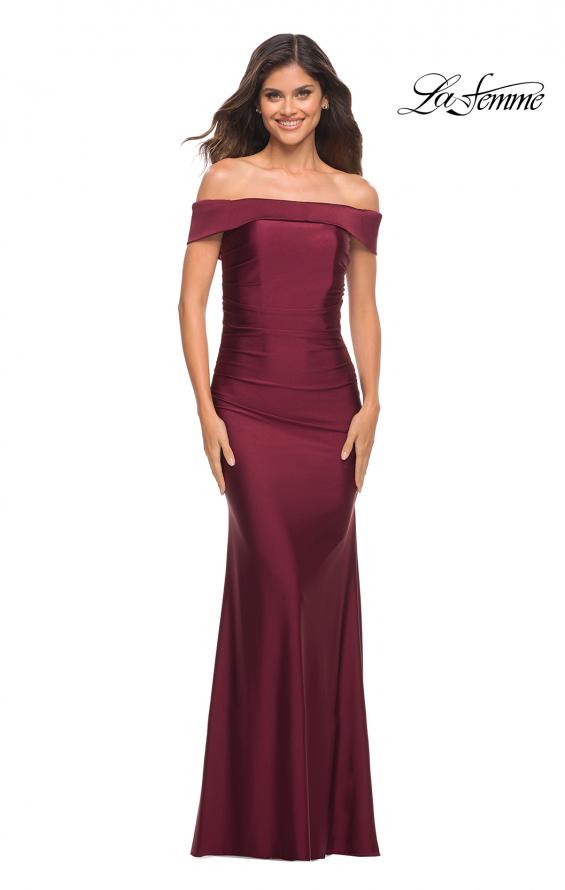 Picture of: Off the Shoulder Elegant Long Evening Gown in Wine, Detail Picture 8