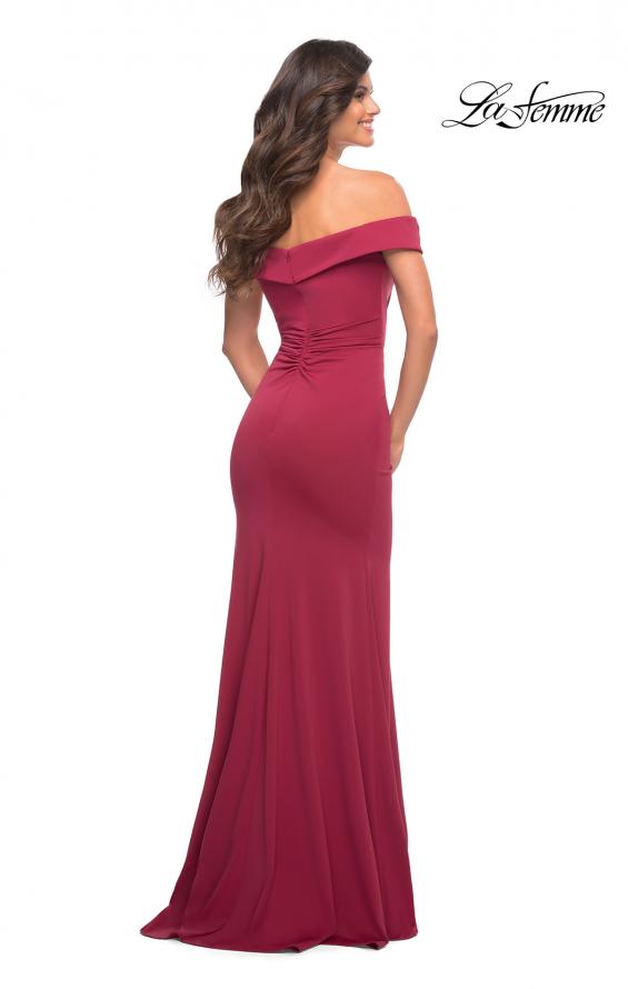Picture of: Off the Shoulder Long Jersey Gown with Ruffle in Red, Style: 30703, Detail Picture 8