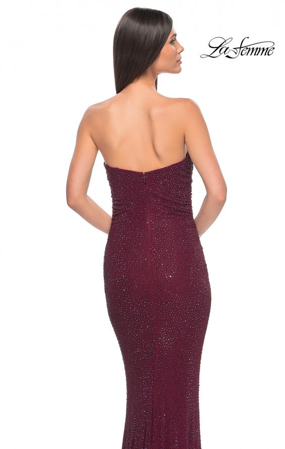 Picture of: Rhinestone Embellished Strapless Ruched Prom Dress in Wine, Style: 32141, Detail Picture 9