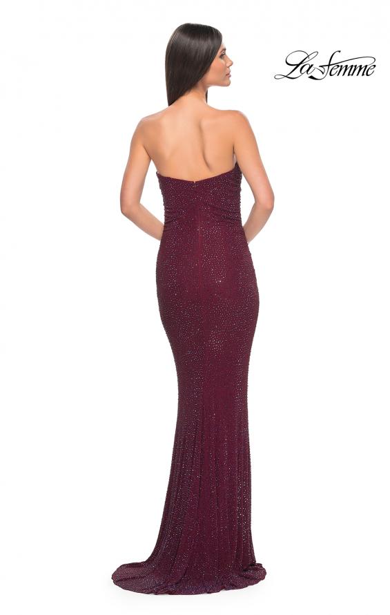 Picture of: Rhinestone Embellished Strapless Ruched Prom Dress in Wine, Style: 32141, Detail Picture 10