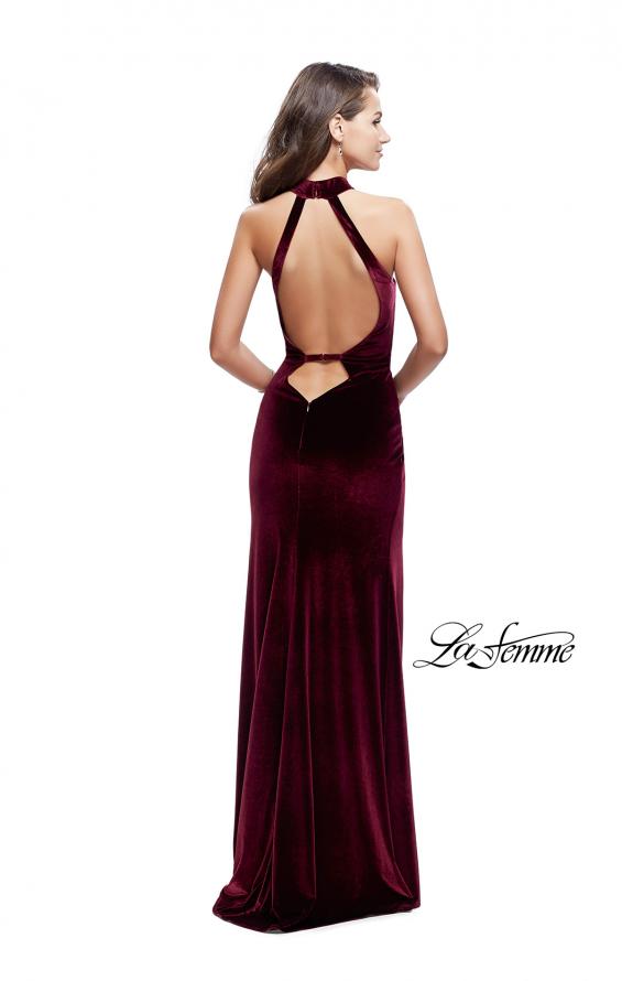 Picture of: Velvet Prom Dress with Open Back and Deep V Cut Out in Wine, Style: 25292, Back Picture