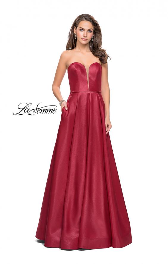 Picture of: Strapless Mikado A-line Gown with Pockets in Wine, Style: 26088, Detail Picture 1