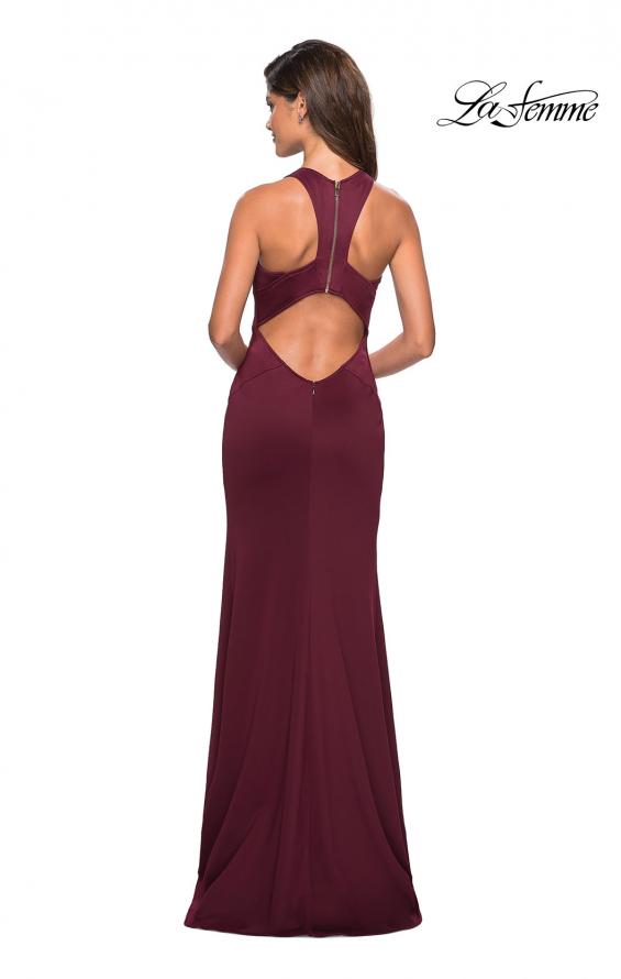 Picture of: Racer Back Jersey Form Fitting Prom Dress in Wine, Style: 27573, Detail Picture 2