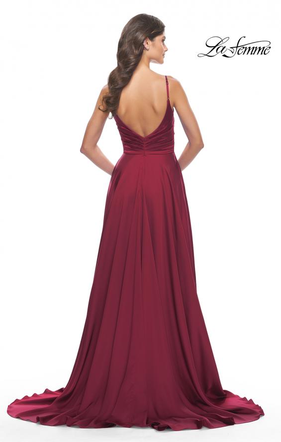 Picture of: Luxury Satin Gown with Criss Cross Bodice in Wine, Style: 31233, Detail Picture 3