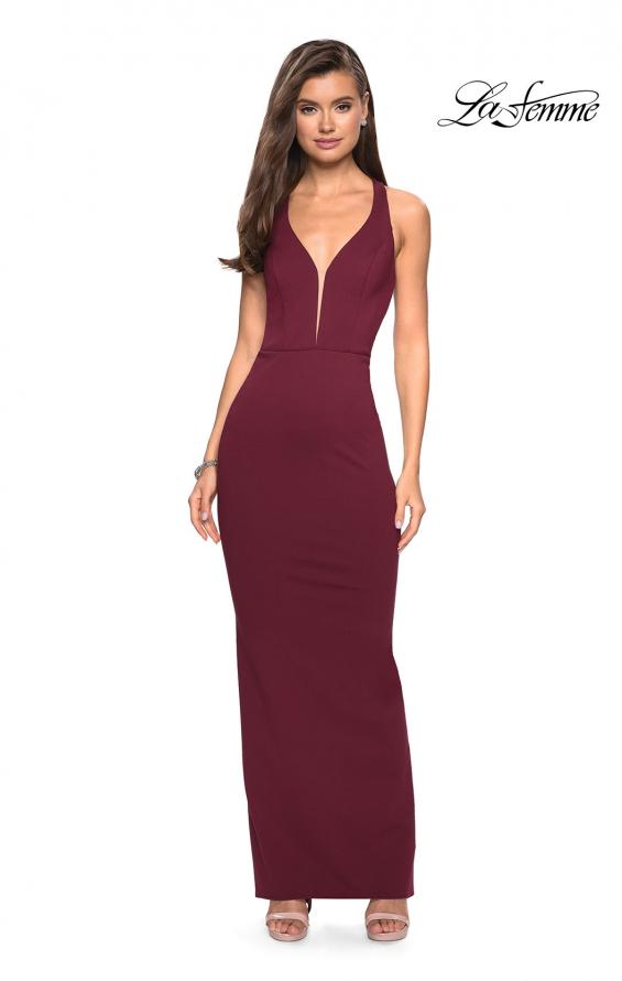 Picture of: Body Forming Dress with Exposed Zipper and Slit in Wine, Style: 27637, Detail Picture 6