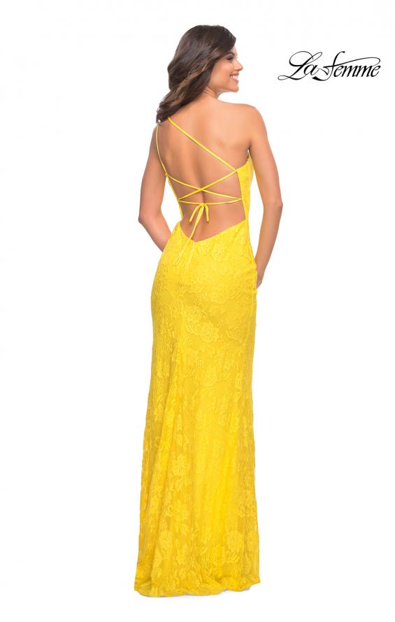 Picture of: One Shoulder Long Lace Prom Dress with Open Back in Yellow, Style: 30441, Detail Picture 9