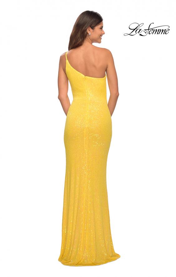 Picture of: Bright Simple One Shoulder Long Sequin Evening Gown in Yellow, Detail Picture 11