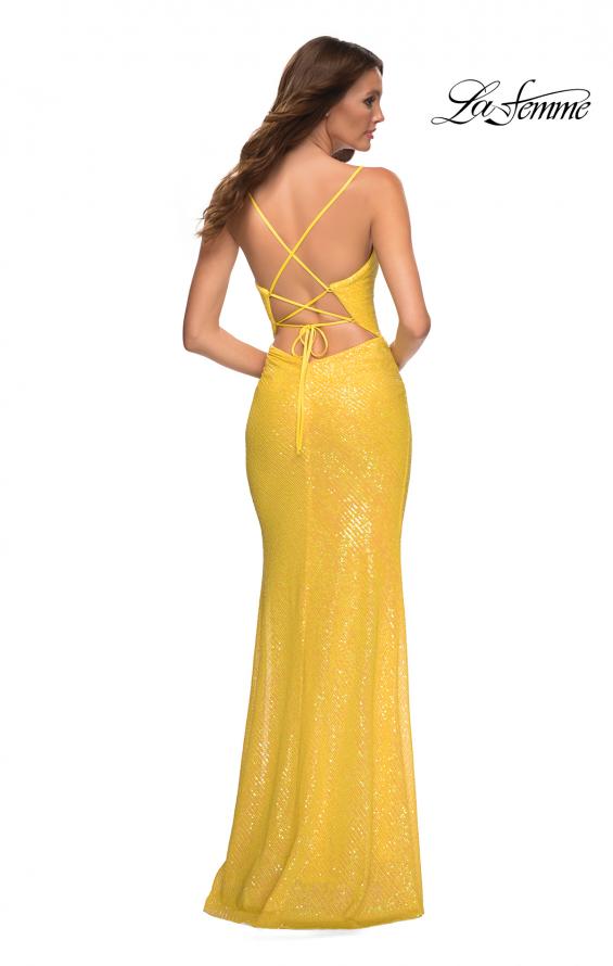 Picture of: Sequin Long Prom Dress in Vibrant Bright Colors in Yellow, Style: 30622, Detail Picture 11