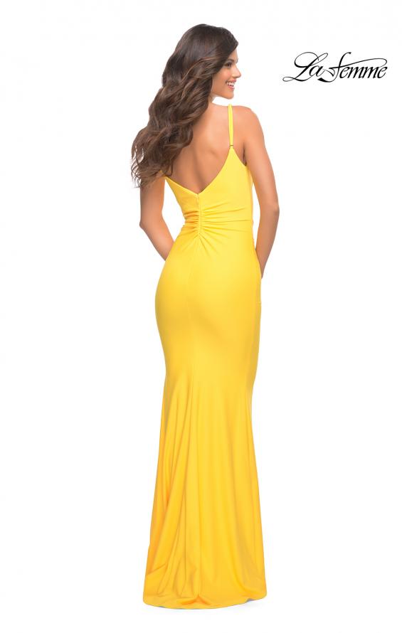 Picture of: Soft Jersey Ruched Dress with Draped Neckline in Yellow, Style: 30626, Detail Picture 12