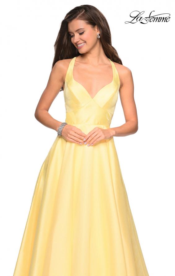 Picture of: Empire Waist Long Dress with Full Skirt and Pockets in Yellow, Style: 27504, Detail Picture 2