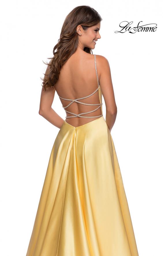 Picture of: A-line Gown with Double Rhinestone Belt Detail in Yellow, Style: 28385, Detail Picture 3