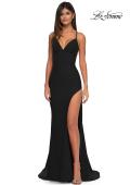 Picture of: Fitted Jersey Prom Dress with High Side Slit in Black, Style: 33080, Main Picture