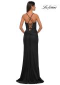 Picture of: Simple Prom Dress with Side Ruching and Lace Up Back in Black, Style: 33103, Back Picture