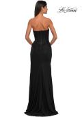 Picture of: Chic Strapless Net Jersey Evening Dress with Slit in Black, Style: 33116, Back Picture