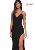 Picture of: Fitted Jersey Prom Dress with High Side Slit in Black, Style: 33080, Detail Picture 5