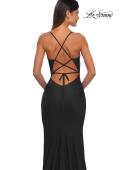 Picture of: Fitted Jersey Prom Dress with High Side Slit in Black, Style: 33080, Detail Picture 6