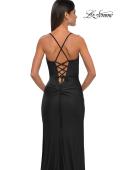 Picture of: Simple Prom Dress with Side Ruching and Lace Up Back in Black, Style: 33103, Detail Picture 6