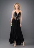 Picture of: Sultry V Neck Embroidered Prom Dress with Layered Skirt in Black, Style: 11704, Main Picture