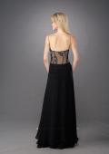 Picture of: Sultry V Neck Embroidered Prom Dress with Layered Skirt in Black, Style: 11704, Back Picture
