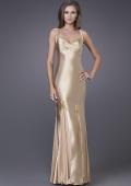 Picture of: Prom Gown with Twisted Bodice and Lace Detailing in Gold, Style: 12340, Main Picture