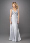 Picture of: Ruched Bodice A Line Prom Dress with Beaded Straps in Silver, Style: 12396, Main Picture