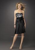 Picture of: Lace Bodice Short Dress with A-line Skirt and Bow in Black, Style: 12836, Main Picture