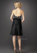 Picture of: Lace Bodice Short Dress with A-line Skirt and Bow in Black, Style: 12836, Back Picture