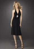 Picture of: Short Halter Dress with Brooch and Open Back in Black, Style: 12839, Main Picture