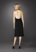Picture of: Short Halter Dress with Brooch and Open Back in Black, Style: 12839, Back Picture