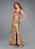 Picture of: V Neck Prom Dress with Empire Waist and Open Back in Gold, Style: 13191, Main Picture
