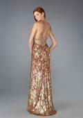 Picture of: V Neck Prom Dress with Empire Waist and Open Back in Gold, Style: 13191, Back Picture