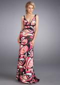 Picture of: Printed V Neck Prom Dress with Gathered Bodice in Multi, Style: 13262, Main Picture