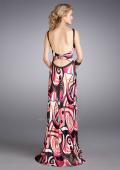 Picture of: Printed V Neck Prom Dress with Gathered Bodice in Multi, Style: 13262, Back Picture