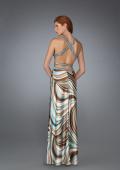 Picture of: Long Printed V Neck Prom Dress with Sequin Detailin Multi, Style: 13267, Back Picture