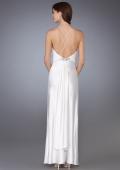 Picture of: Glam Gathered Bodice Gown with Criss Cross Straps in White, Style: 13308, Back Picture