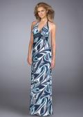 Picture of: Long Printed Halter Prom Dress with Sequined Waistband in Multi, Style: 13385, Main Picture