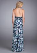 Picture of: Long Printed Halter Prom Dress with Sequined Waistband in Multi, Style: 13385, Back Picture