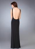 Picture of: Fitted Long Prom Dress with Ruched Waist in Black, Style: 13389, Back Picture
