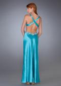 Picture of: V Neck Prom Gown with Beaded Neckline and Low Back in Blue, Style: 13417, Back Picture