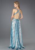 Picture of: Leopard Print Dress with Beaded Straps and Cut Outs in Blue, Style: 13453, Back Picture