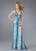 Picture of: Leopard Print Dress with Beaded Straps and Cut Outs in BLue, Style: 13453, Detail Picture 1
