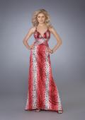 Picture of: Leopard Print Dress with Beaded Straps and Cut Outs in Red, Style: 13453, Detail Picture 2